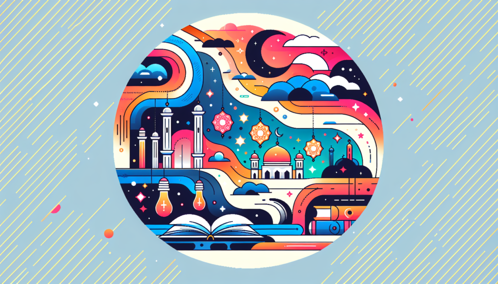 Create a modern and colorful abstract illustration that visually represents the reasons behind the naming of the Holy Months in the Islamic calendar. The illustration should not include any text but should be intuitive enough to convey the meanings and events associated to these Holy Months.