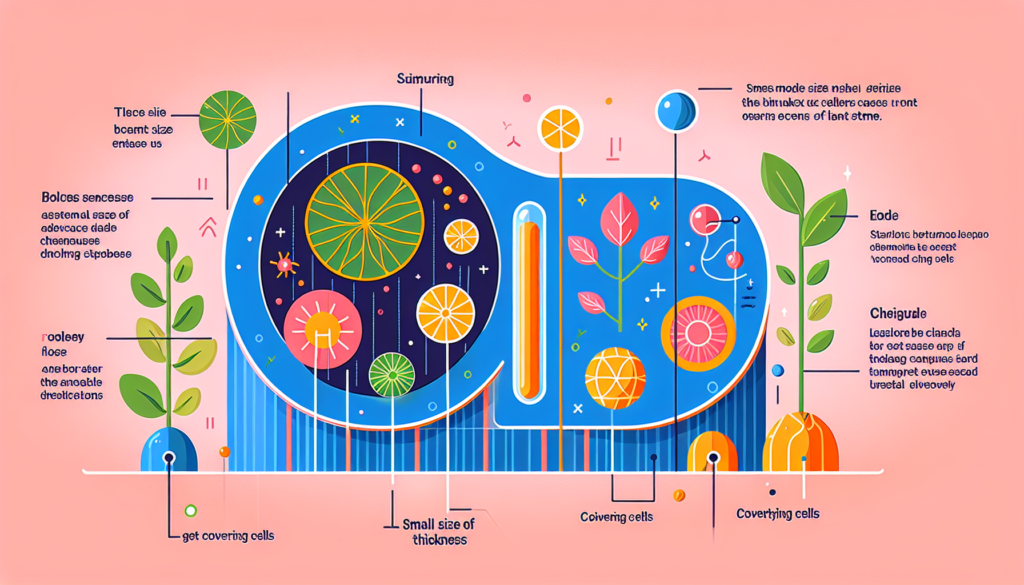 Illustrate a modern and colorful diagram displaying the reasons for the small size and thickness of the covering cells of a plant stem. No words should be included in this image, only visual representations.