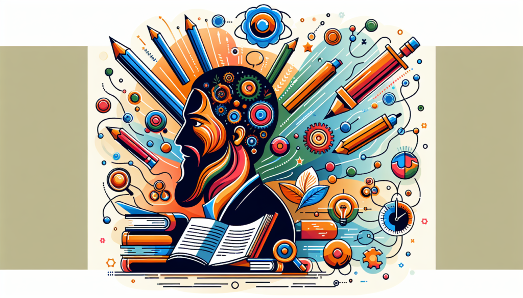 Create a modern and colorful illustration that symbolizes the life of a notable but unnamed scholar. Capture the essence of his teachings, contributions, and influence without the use of words.